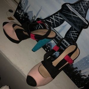 Multi color platform heels